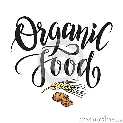 Kitchen cooking lettering inscriptions, color logo, cuisine label, organic food. Vector Illustration