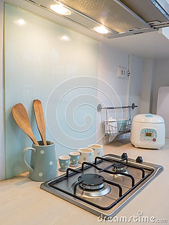 Kitchen , counter of stove cooking. Stock Photo