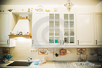 The kitchen is country-style white.interior design Stock Photo