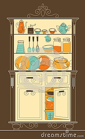 Kitchen cupboard Vector Illustration