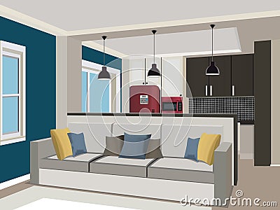 Kitchen design Vector Illustration