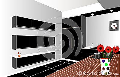 Kitchen design Vector Illustration