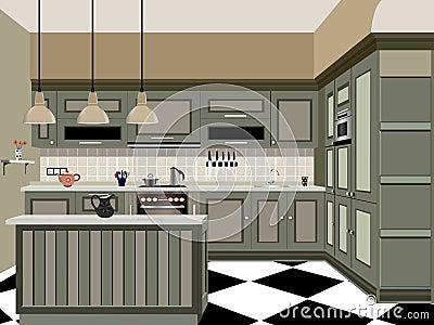 Kitchen design Vector Illustration