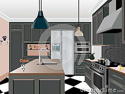 Kitchen design Vector Illustration