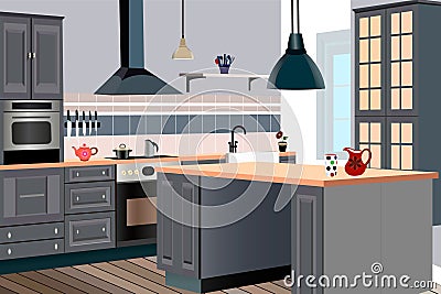 Kitchen design Vector Illustration