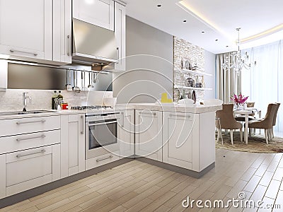 Kitchen diner in the neoclassical style Stock Photo