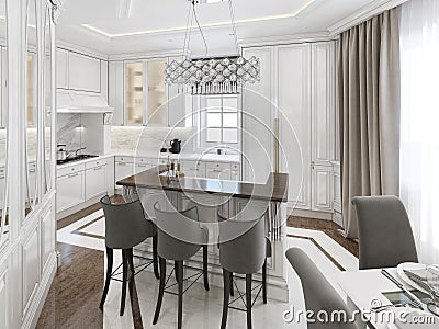 Kitchen-dining room art deco style Stock Photo