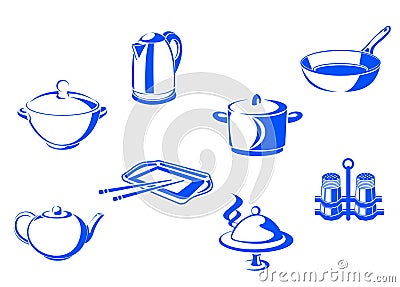 Kitchen dishware Vector Illustration