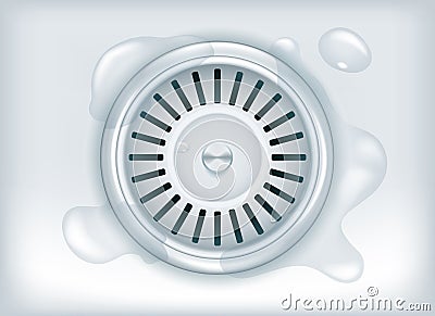 Kitchen drain with water Vector Illustration