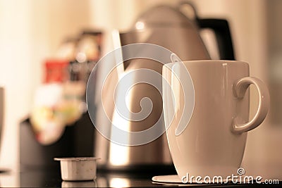 Kitchen equipment, cup of tea Stock Photo