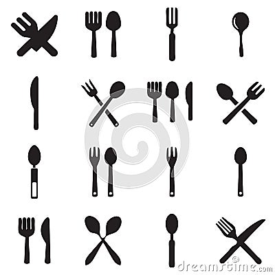 Kitchen fork and spoon icon vectors Vector Illustration