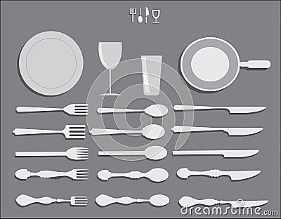 Kitchen Forks Spoons and Utensils Vector Pack Stock Photo