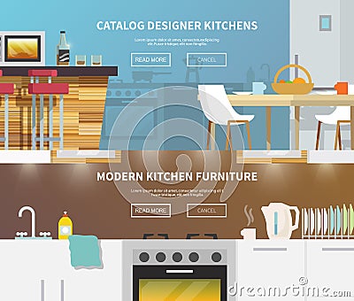 Kitchen Furniture Banner Vector Illustration