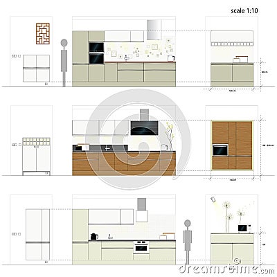 Kitchen furniture. Interior furniture. Vector illu Cartoon Illustration