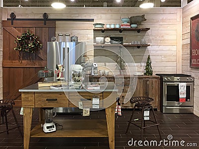 Kitchen furniture sale at furniture market Editorial Stock Photo