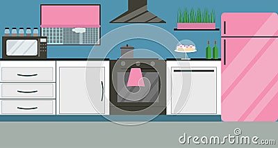 Kitchen furniture. Vector. Flat design. Vector Illustration