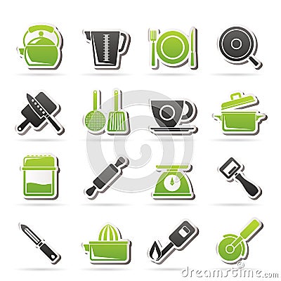 Kitchen gadgets and equipment icons Vector Illustration
