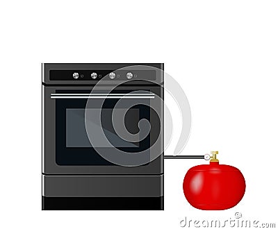 Kitchen gas stove with cylinder. Vector Illustration
