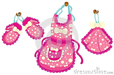 Kitchen glove and apron and hand towel Vector Illustration