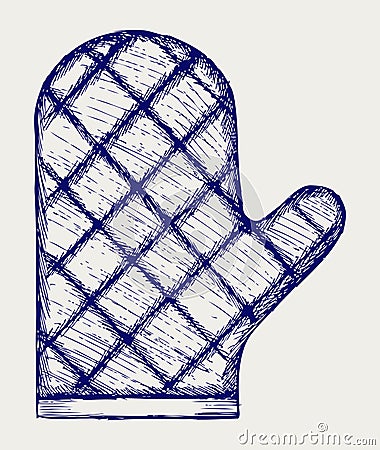 Kitchen glove. Doodle style Vector Illustration