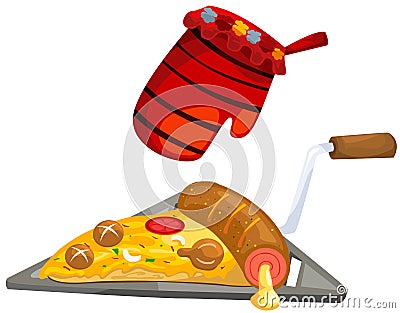 Kitchen glove with pizza Vector Illustration