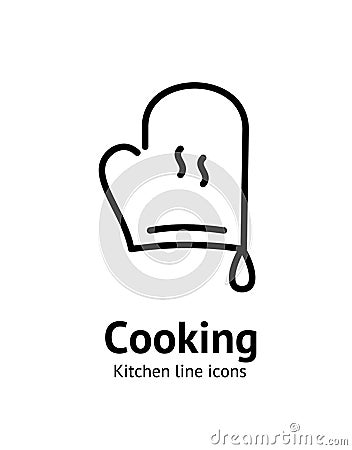 Kitchen Glove Sign Thin Line Icon Emblem Concept. Vector Vector Illustration