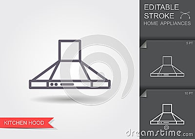 Kitchen hood. Line icon with editable stroke with shadow Vector Illustration