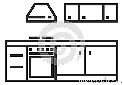 Kitchen icon. Interior furniture. Food preparation tools Vector Illustration