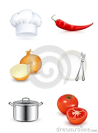 Kitchen, icon set Vector Illustration