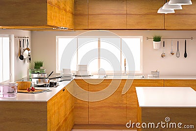 Kitchen interior with empty counter Stock Photo