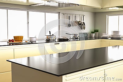 Kitchen interior with empty counter Stock Photo