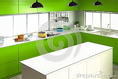 Kitchen interior with empty counter Stock Photo