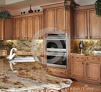 Kitchen island and granite Stock Photo