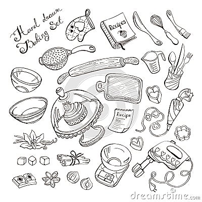 Kitchen items for baking Vector Illustration