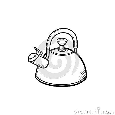 Kitchen kettle hand drawn sketch icon. Vector Illustration