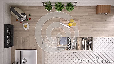 Kitchen with kitchen tools, interior design Stock Photo