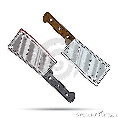 Kitchen knife, cartoon backsword. Vector illustration on white background. Vector Illustration
