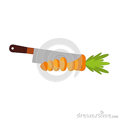 Kitchen knife cutlery with carrot Vector Illustration