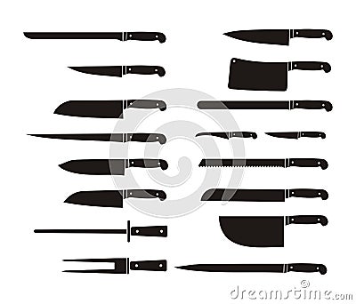 Kitchen knife sets - silhouette Vector Illustration