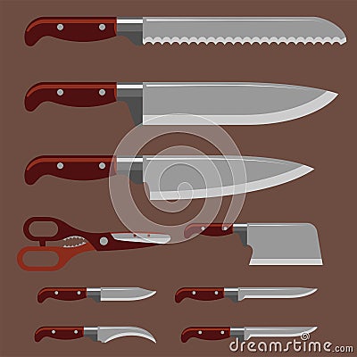 Kitchen knife weapon steel sharp dagger metal military dangerous metallic sword vector illustration Vector Illustration