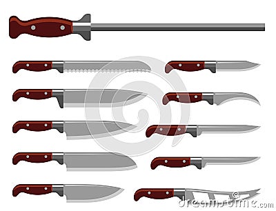 Kitchen knife weapon steel sharp dagger metal military dangerous metallic sword vector illustration Vector Illustration