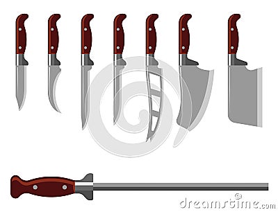 Kitchen knife weapon steel sharp dagger metal military dangerous metallic sword vector illustration Vector Illustration