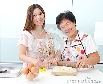 Kitchen lifestyle of asian family Stock Photo