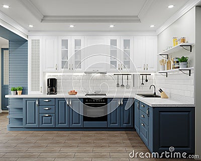 Kitchen in a modern style. 3d rendering. Stock Photo