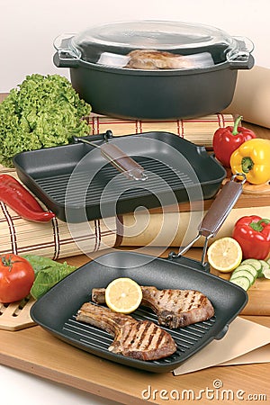Kitchen pans Stock Photo
