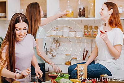 Kitchen party cooking hobby leisure female friends Stock Photo