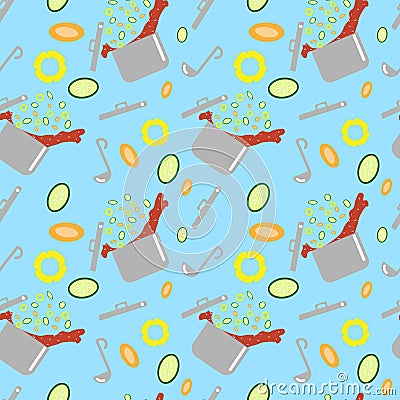 Kitchen Pattern soup Vector Illustration