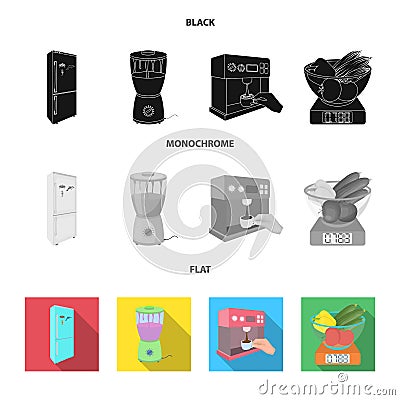 Kitchen, refreshment, restaurant and other web icon in black, flat, monochrome style.buttons, numbers, food icons in set Vector Illustration