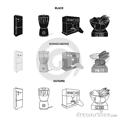 Kitchen, refreshment, restaurant and other web icon in black,monochrome,outline style.buttons, numbers, food icons in Vector Illustration