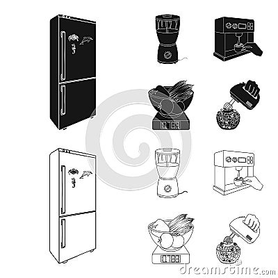 Kitchen, refreshment, restaurant and other web icon in black,outline style.buttons, numbers, food icons in set Vector Illustration